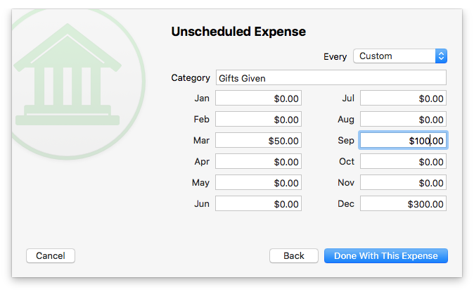 Banktivity 6 budget set up screen