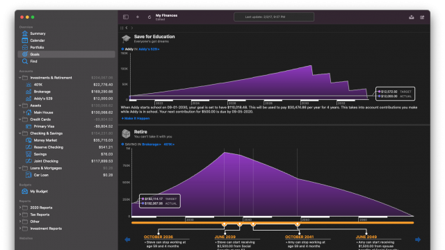 Banktivity retirement plan graph